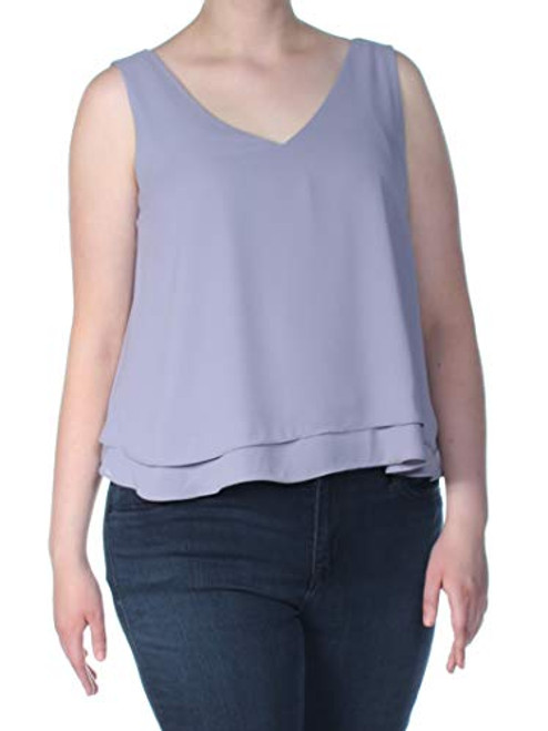Bar III Womens Ruffle Hem Knit Blouse- Purple- Medium