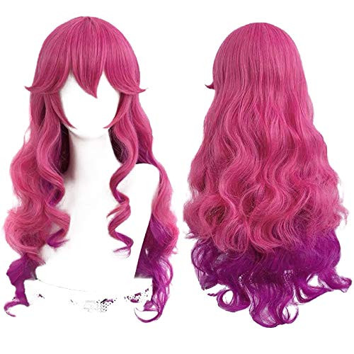 PWEINCY Spirit Blossom Ahri Cosplay Wig Rose Pink Purple Mixed Long Wavy for Women Girls PWEINCY Spirit Blossom Ahri Cosplay Wig Rose Pink Purple Mixed Long Wavy for Women Girls