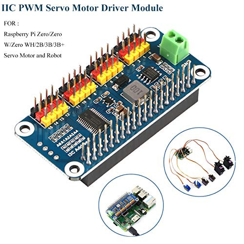 MakerFocus PWM Servo Motor Driver IIC Module 16 Channel PWM Outputs 12 Bit Resolution I2C Interface Compatible with Raspberry Pi Zero/Zero W/Zero WH/2B/3B/3B+ and Robot