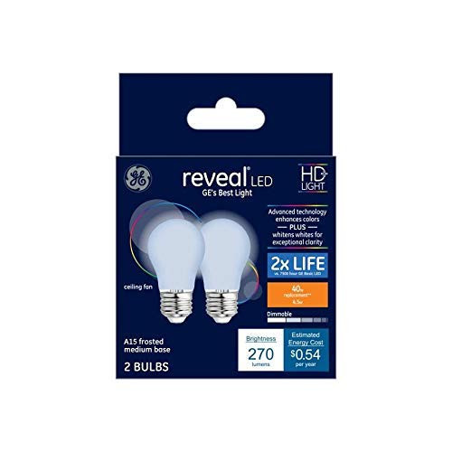 GE Reveal 40-Watt EQ A15 Color-Enhancing Dimmable LED Light Bulb -2-Pack- GE Reveal 40-Watt EQ A15 Color-Enhancing Dimmable LED Light Bulb -2-Pack-