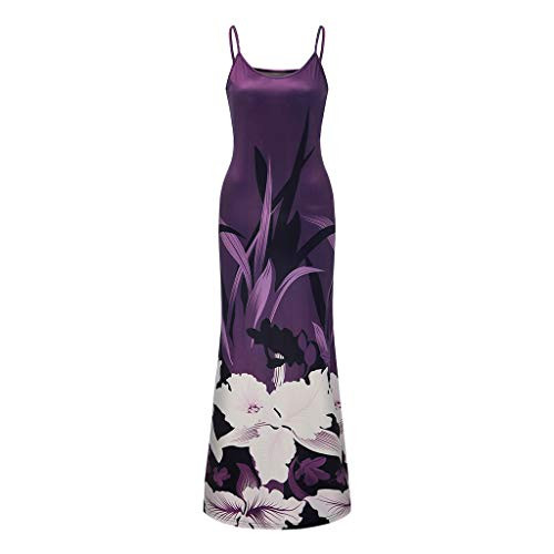 IXnzadn Women's Sling Maxi Dress Cold Shoulder Sleeveless Printed Spaghetti Strap Long Dresses Plus Size Floor-Length Dress Purple IXnzadn Women's Sling Maxi Dress Cold Shoulder Sleeveless Printed Spaghetti Strap Long Dresses Plus Size Floor-Length Dress Purple