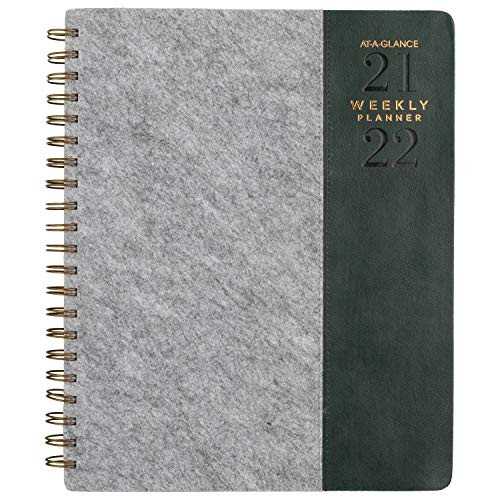Academic Planner 2021-2022- AT-A-GLANCE Weekly  and  Monthly Planner- 8-1/2inch x 11inch- Large- for School- Teacher- Student- Signature Collection- Gray Felt -YP905A25-