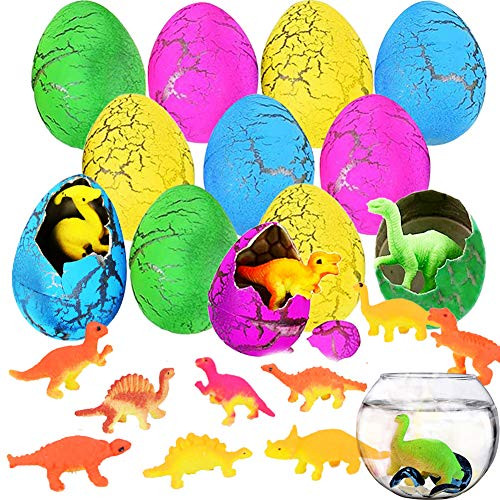 12Pcs Hatching Growing Dinosaur Eggs Toys- Dinosaur Egg That Hatch in Water- Kids Novelty Toy Science Kits for Easter Basket Stuffers- Easter Egg Hunt Easter Party Favors Classroom Prize Toys
