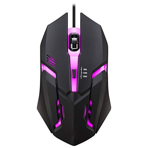 ZGSH Computer Mouse Wired?LED RGB 1600DPI Optical PC Gaming Mouse-Suitable for Gamer PC MAC Laptop Computer Pink