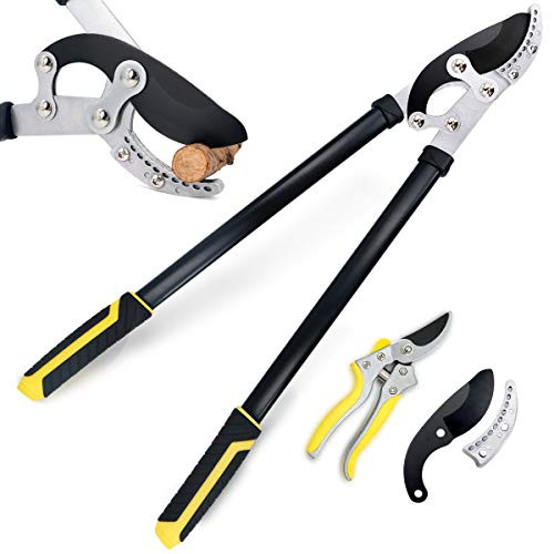 Jardineer 2inch Anvil Loppers Shears - Loppers Heavy Duty with Garden Shears  and  Spare Blade- Effortless Pruning Tree Loppers- 30inch Gardening Loppers Long-Lever Branch Cutters