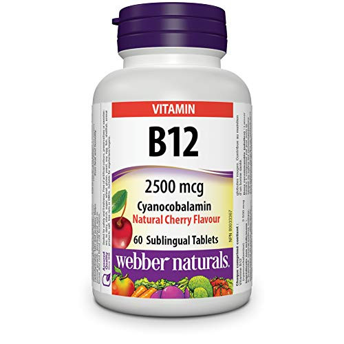 Webber Naturals Vitamin B12 2500 mcg · Cyanocobalamin- Natural Cherry- 60 Tablets