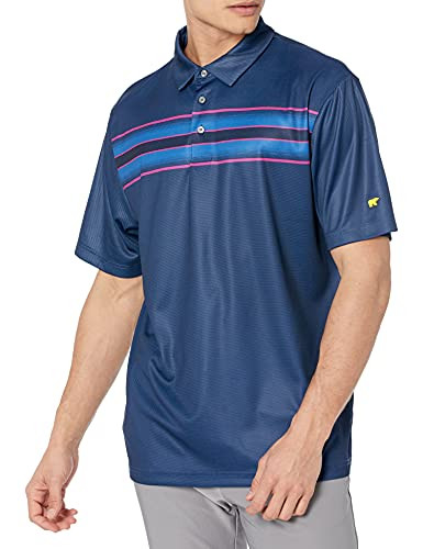 Jack Nicklaus Men's Standard Short Sleeve Chest Print Polo Shirt- Classic Navy- Large