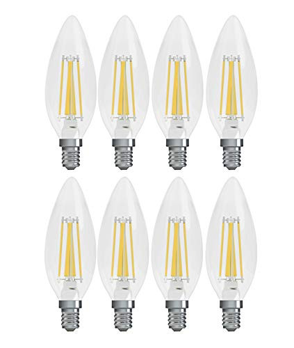 GE Relax HD Blunt Tip Dimmable LED Light Bulbs -40 Watt Replacement LED Light Bulbs-- 300 Lumen- Candelabra Light Bulb Base- Soft White- Clear Finish- 8-Pack LED Bulbs