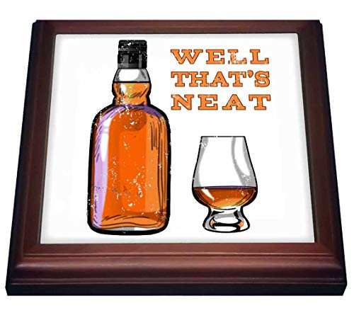 3dRose Funny Whiskey Pun Well Thats Neat Whiskey with no ice in Glass. - Trivets -trv_326014_1-