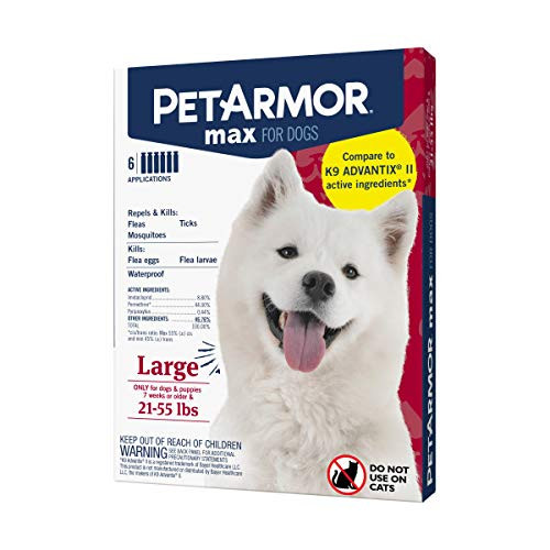 PetArmor Max Flea- Tick and Mosquito Prevention for Large Dogs -21 to 55 Pounds-- 6 Monthly Treatments