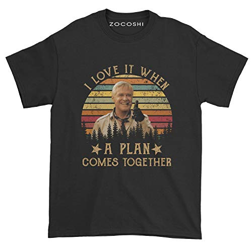 Men's I Love It When A Plan Comes Together T-Shirt -M- Black-
