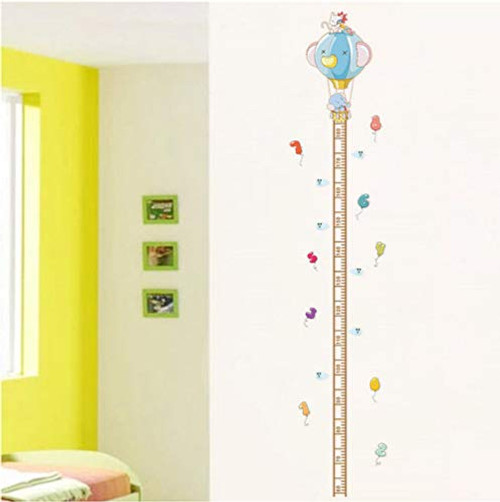 Fangminglei Cartoon Animals Elephant Cat Height Measure Wall Stickers for Kids Rooms Height Chart Ruler Wall Decals Home Decor Poster Mural