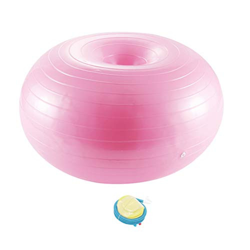 Abaodam Yoga Auxiliary Ball Donuts Shaped Fitness Ball Explosion- Proof Exercise Ball Balance Ball for Home Inside with Air Pump -Light Pink- Sporting Goods