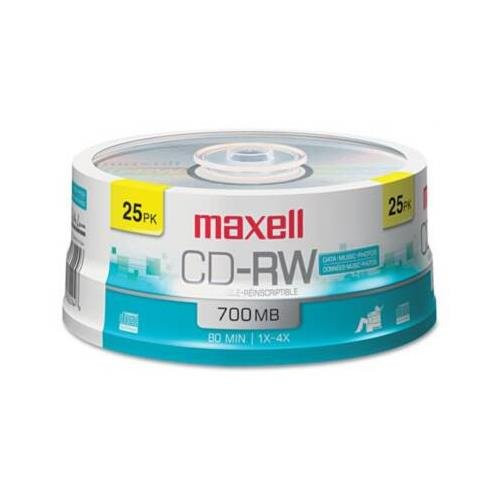 Maxell CD-RW Discs- 700MB/80min- 4x- Spindle- Silver- 25/Pack