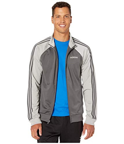 adidas Essentials Men's 3-Stripes Track Jacket- Grey/Medium Grey Heather/Grey- Large