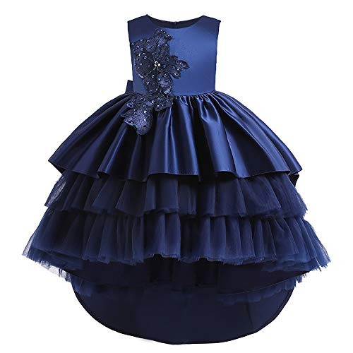 MYRISAM Girls Pageant Party Dress High Low Tulle Wedding Prom Bowknot Princess Birthday Pageant Communion Formal Dance Gown Navy Blue 6-7T MYRISAM Girls Pageant Party Dress High Low Tulle Wedding Prom Bowknot Princess Birthday Pageant Communion Formal Dance Gown Navy Blue 6-7T