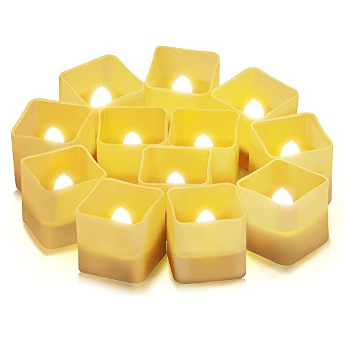 Flameless Candles Bright Flickering LED Tea Lights Battery Operated Candles Electric LED Candle Lights, LED Votive Candles Decorative Candles, Warm White Pack of 12 Flameless Candles Bright Flickering LED Tea Lights Battery Operated Candles Electric LED Candle Lights, LED Votive Candles Decorative Candles, Warm White Pack of 12