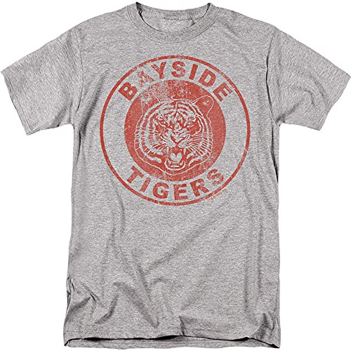 Saved by The Bell Bayside Tigers NBC T Shirt  and  Stickers- Distressed Logo -Athletic Heather- 2X-Large