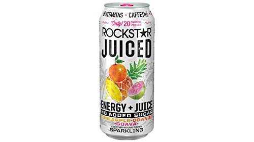 Rockstar Juiced- Energy Plus Juice- 15 ounce cans -Pineapple Orange Guava- 6 Cans-