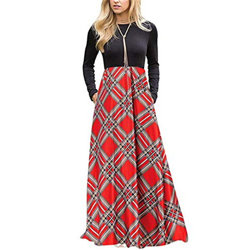HAM Dress for Women Plus Size Women's Long Sleeve Loose Plain Maxi Dresses Casual Long Dresses with Pockets White