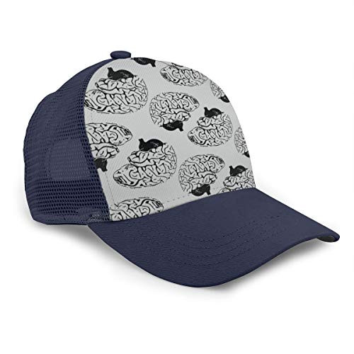 YongColer Mesh Back Trucker Hat - Adjustable Snapback Baseball Cap for Men  and  Women - Gray Matter Brain