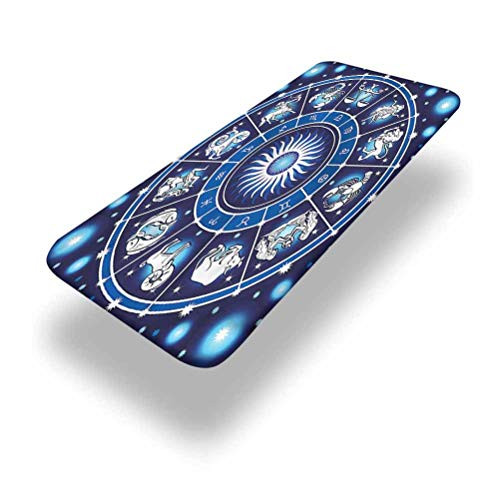 LCGGDB Zodiac Polyester Picnic Table Fitted Tablecloth Cover-Astrology Signs in Chart Elastic Edged Fitted Table Cloth-24in x 48in -4ft--for Picnic Table