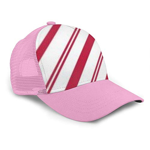 YongColer Mesh Back Trucker Hat - Adjustable Snapback Baseball Cap for Men  and  Women - Candy Cane