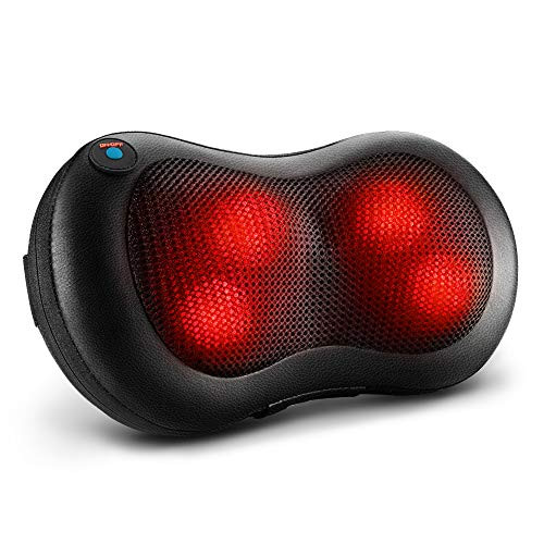 Naipo Shiatsu Back and Neck Massager Massage Pillow with Heat Deep Tissue Kneading Massage for Shoulders- Lower Back- Legs- Foot- Use at Home Office Car- Gift for Women- Friends- Birthday