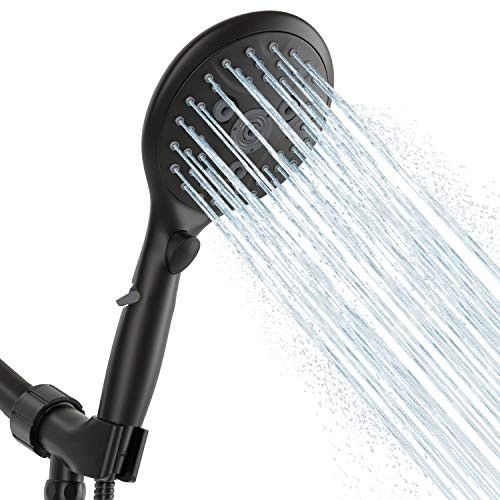 Suncleanse Shower Head- 7 Settings Hand held Shower with ON/OFF Pause Switch- Matte Black High Pressure Shower Head with 71 inch Hose