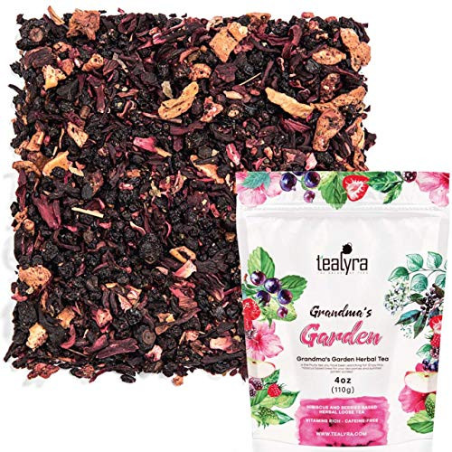 Tealyra - Grandma's Garden Berry - Fruit Tea Blend - Hibiscus and Berries Based Herbal Loose Leaf Tea - Vitamines Rich - Caffeine-Free - Hot and Iced Tea - 110g (4-ounce) Tealyra - Grandma's Garden Berry - Fruit Tea Blend - Hibiscus and Berries Based Herbal Loose Leaf Tea - Vitamines Rich - Caffeine-Free - Hot and Iced Tea - 110g (4-ounce)