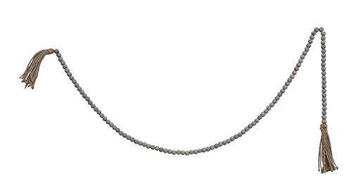 Creative Co-op Grey Jute & Wood Tassels Bead Garland,
