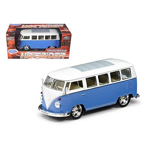 Welly 22095LR-bl 1962 Volkswagen Classical Bus Low Rider Blue 1-24 Diecast Car Model