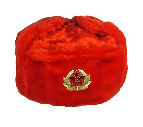 Russian Soviet Fur Military Cossack Ushanka Hat Multicolor -Red- M-58--