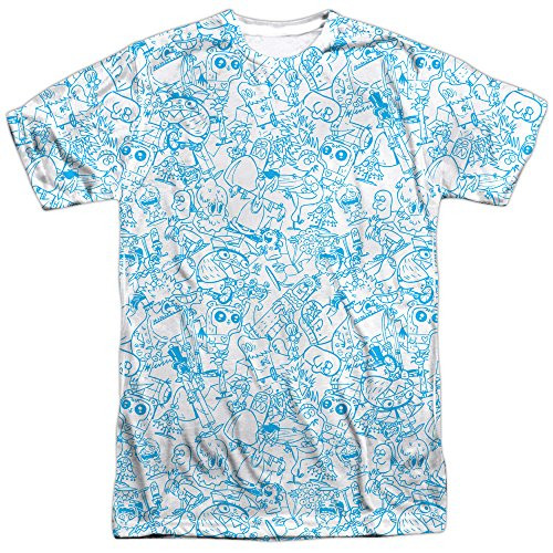 Trevco Men's Foster's Home for Imaginary Friends Double Sided Print Sublimated T-Shirt- White- Medium