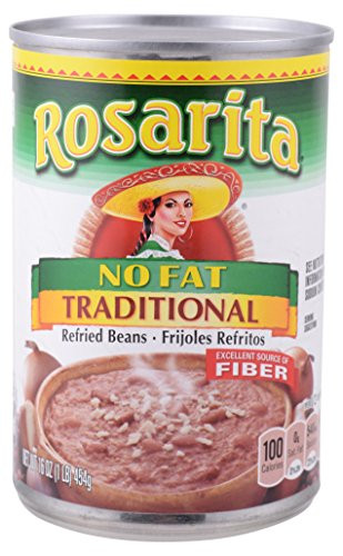 Rosarita Refried Beans 16oz Can -Pack of 12- -No Fat Traditional-