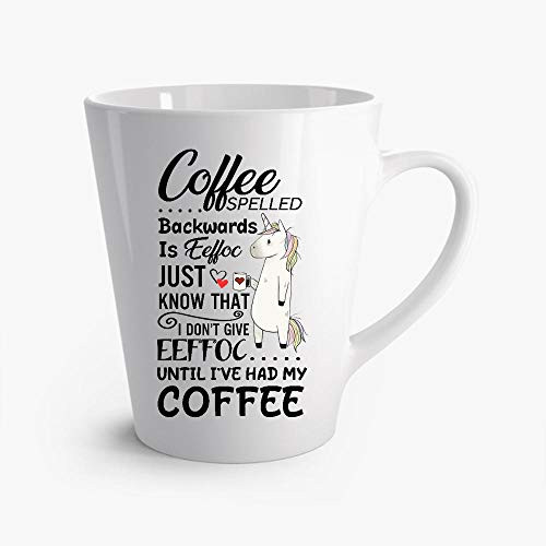JULIE Unicorn Coffee Spelled Backwards Is Eeffoc Latte Mug 12oz
