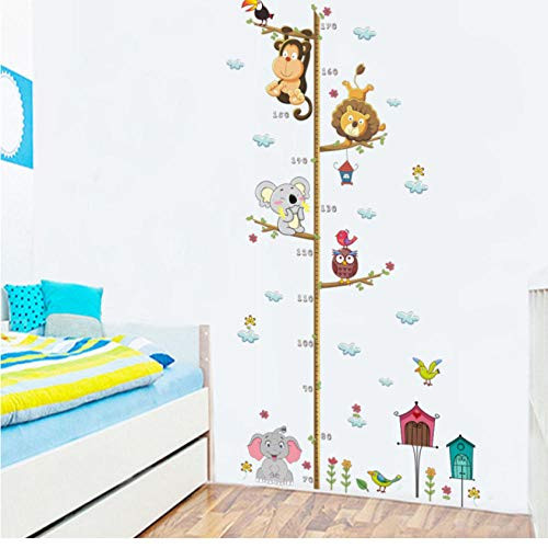 Fangminglei DIY Cartoon Cute Animal Height Chart Wall Sticker for Kids Room Bedroom Wall Art Nursery Applique Poster 60X90Cm