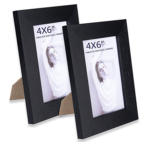 Black Picture Frames for 8x10,5x7,4x6 Photos Display, Wood Frame Set for Wall Tabletop Decoration (Black,2 Pack, 4x6)