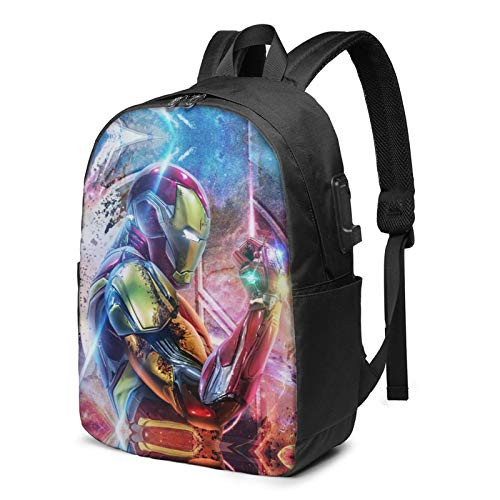 Iron Man Travel Laptop Backpack Backpacks School Computer Bookbag With Usb Charging Port For Men Women College Students