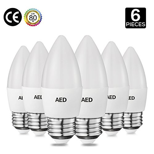 AED Lighting 6Watt LED Candle Light Bulb E26 Base, Neutral White 4000K, 60W Equivalent 470lm, B11 Light bulbs 200 Degree Beam Angle Non-Dimmable for home, Pack of 6 AED Lighting 6Watt LED Candle Light Bulb E26 Base, Neutral White 4000K, 60W Equivalent 470lm, B11 Light bulbs 200 Degree Beam Angle Non-Dimmable for home, Pack of 6