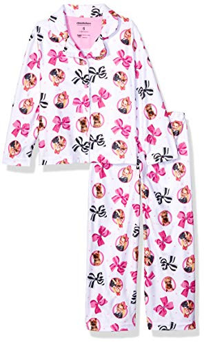 Nickelodeon Girls' Little JoJo Siwa 2-Piece Button Front Pajama Set- Jojoba Loves Bows- 6