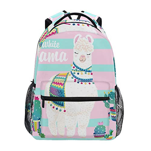 Qilmy Llama Laptop Backpack Waterproof College Students Bookbags Middle School Bookbag Computer Daypack for Teen Boys Girls