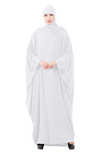 GladThink Women Muslim Islamic Arab Dress Hijab Abaya White L