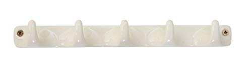 Creative Co-op White Stoneware Decor with 5 Wall Hooks