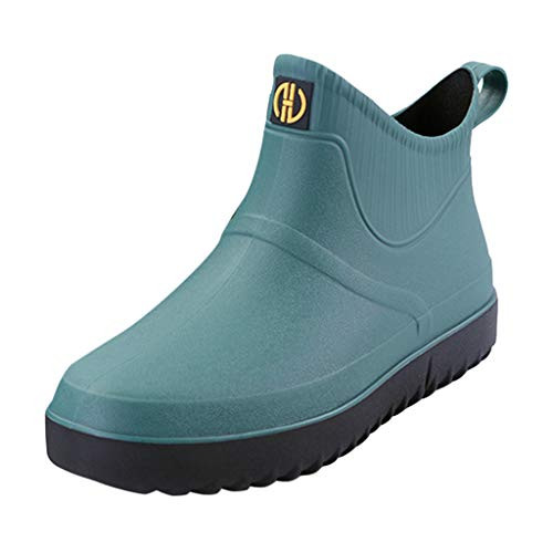 Men Rain Boots Outdoor Slip On Waterproof Non-Slip Rubber Short Ankle Boots Rain Booties