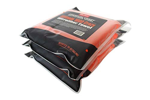 Maxshine 1000GSM Ultimate Crazy Microfiber Towel Series with Black Silk Border- Orange- 16inchx16inch- Pack of 3