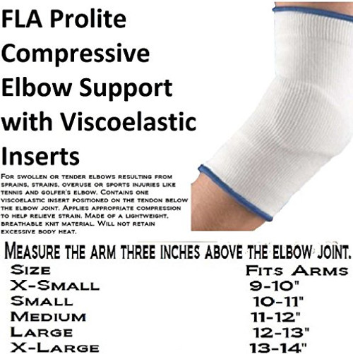 Fla 19-450LGSTD Pro Lite Compressive Elbow Support and 44- White and 44- Large Fla 19-450LGSTD Pro Lite Compressive Elbow Support and 44- White and 44- Large