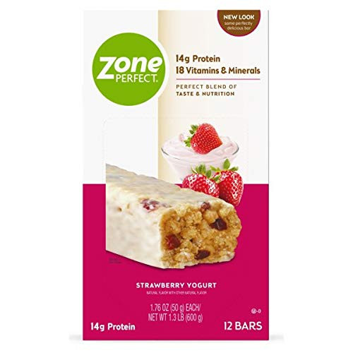 ZonePerfect Protein Bars- Strawberry Yogurt- 14g of Protein- Nutrition Bars with Vitamins and Minerals- Great Taste Guaranteed- 36 Bars ZonePerfect Protein Bars- Strawberry Yogurt- 14g of Protein- Nutrition Bars with Vitamins and Minerals- Great Taste Guaranteed- 36 Bars