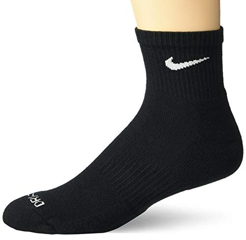 Nike Unisex Everyday Plus Cushion Ankle Training Socks -3 Pair-- Black- Large