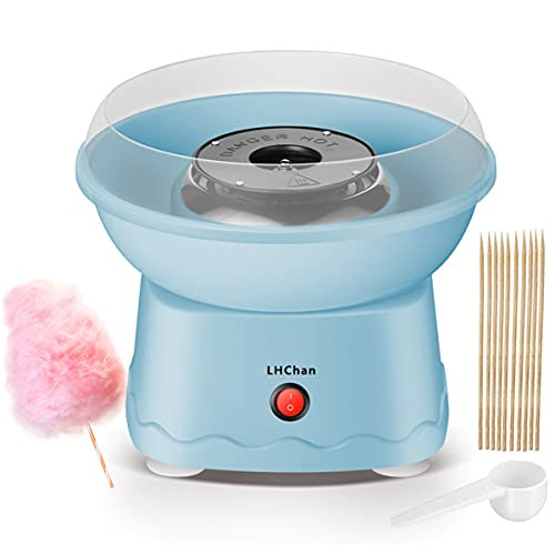 Cotton Candy Machine- Homemade Cotton Candy Maker for Birthday Family Party Christmas Gift-Mini Candy Floss Machine with 10 Cones and Sugar Scoop -Blue-